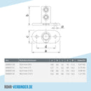 Fußplatte oval schwarz 33,7 mm | technische Zeichnung | Rohrverbinder | Schnelle Lieferung | Rohr-verbinder.de