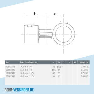 Gelenkstück einfach schwarz 33,7 mm | technische Zeichnung | Rohrverbinder | Schnelle Lieferung | Rohr-verbinder.de
