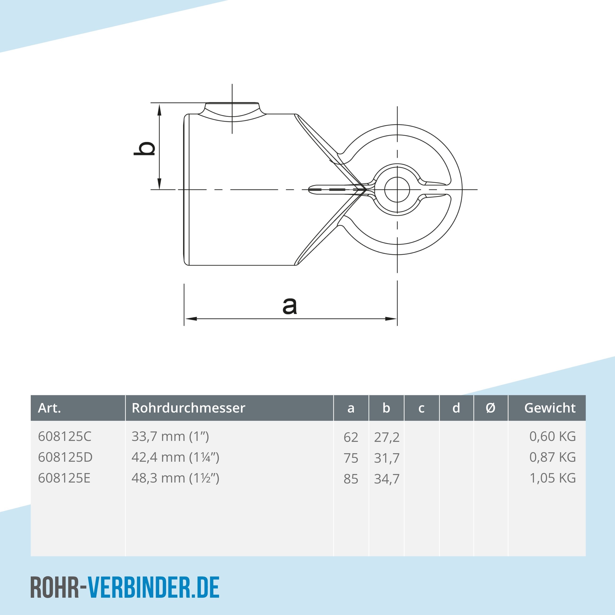 Eckstück verstellbar 48,3 mm | technische Zeichnung | Rohrverbinder | Schnelle Lieferung | Rohr-verbinder.de