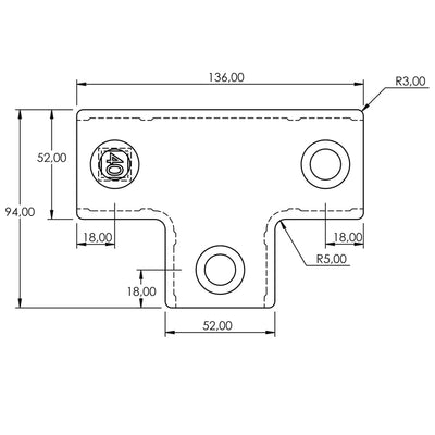 T-Stück lang 40 mm quadratisch