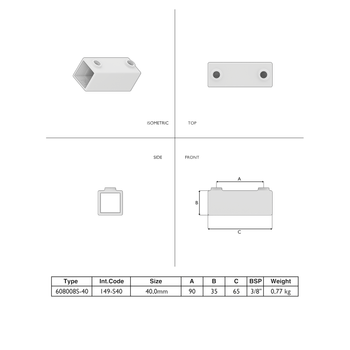 Verlängerungsstück 40 mm quadratisch