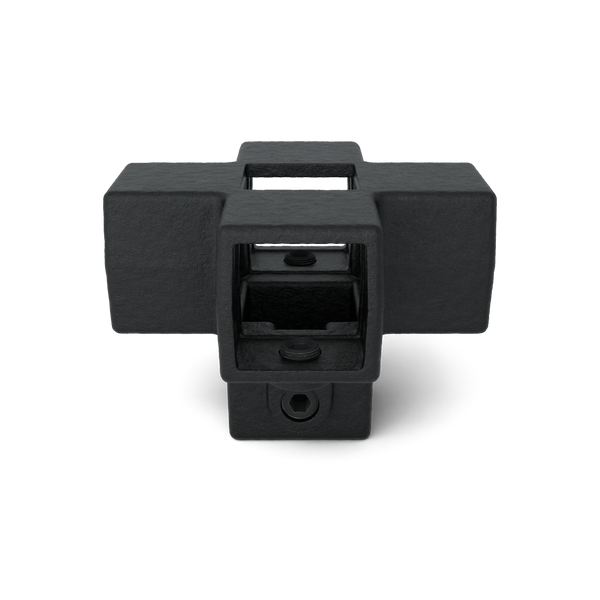 Kreuzstück für Stützrohr 40 schwarz 40 mm quadratisch