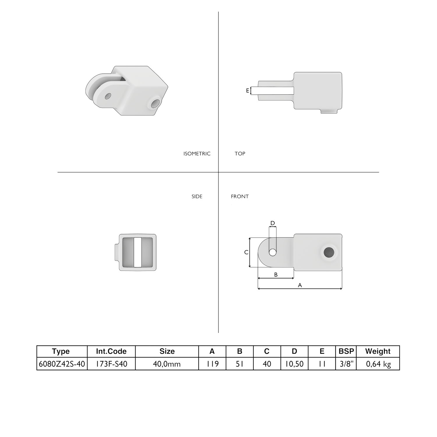 Gelenhalter schwarz 40 mm quadratisch