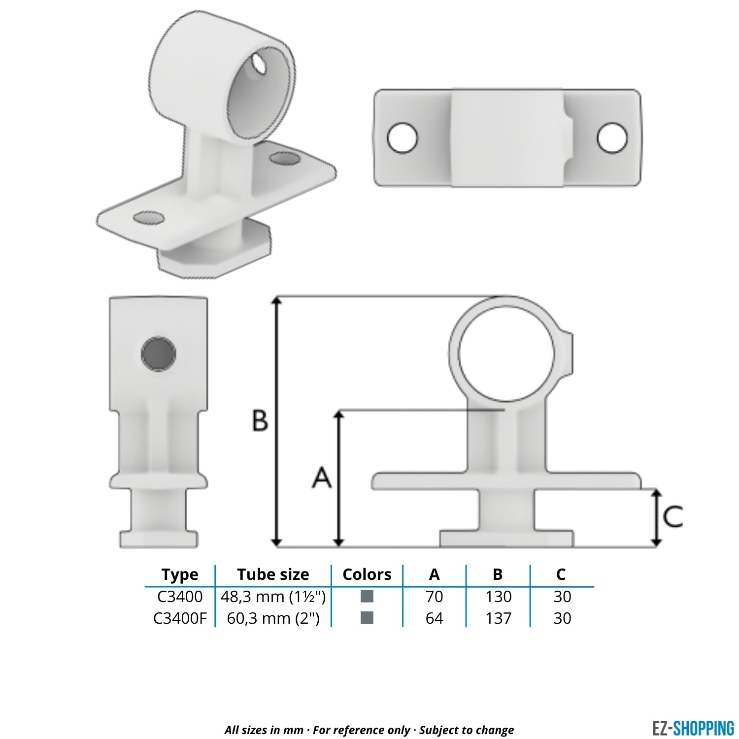 Containerklemme für Fahnenmasten (C3400F) 60,3 mm