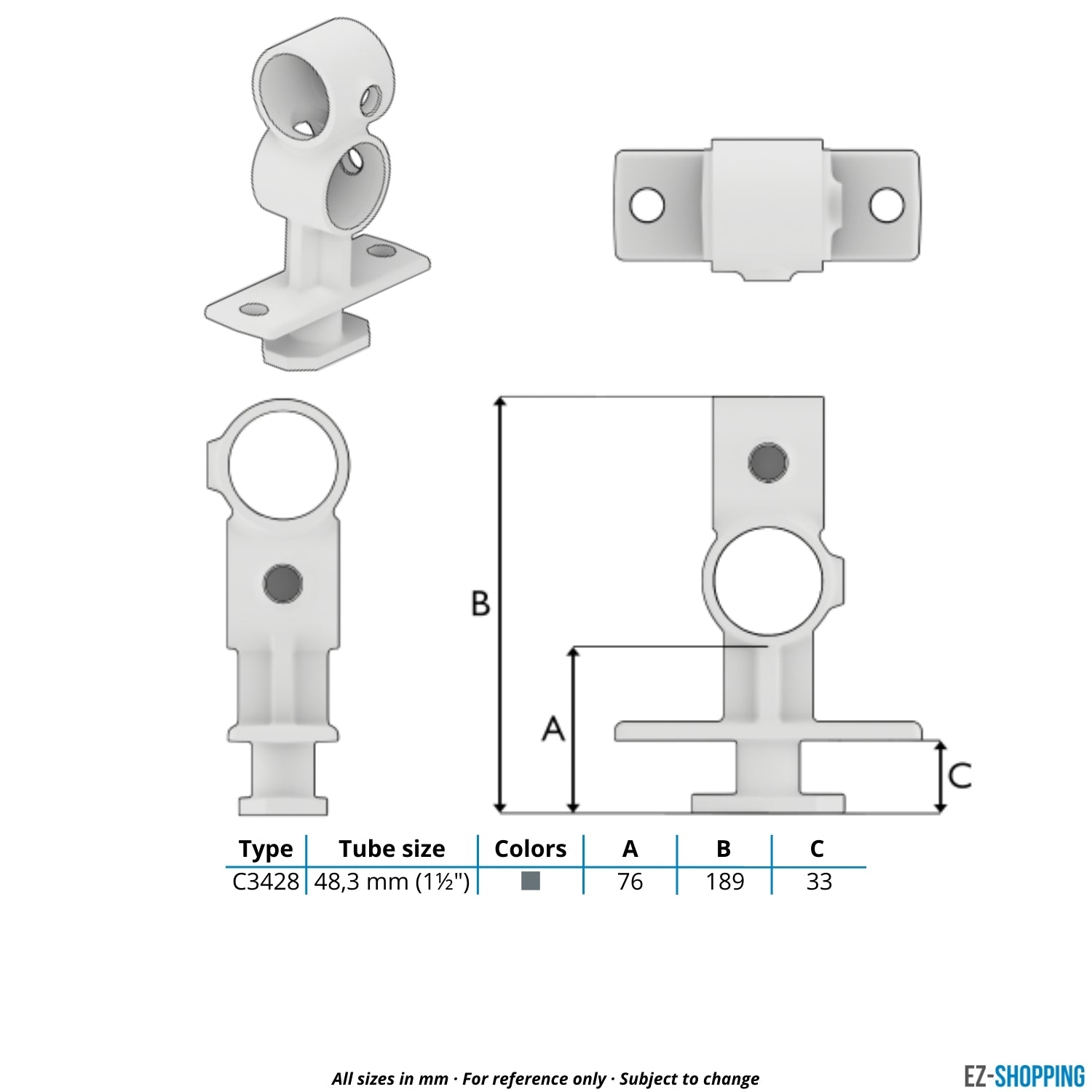 Containerklemme mit 90°-Kreuzstück (C3428) 48,3 mm