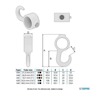 Kleiderhaken schwarz 48,3 mm