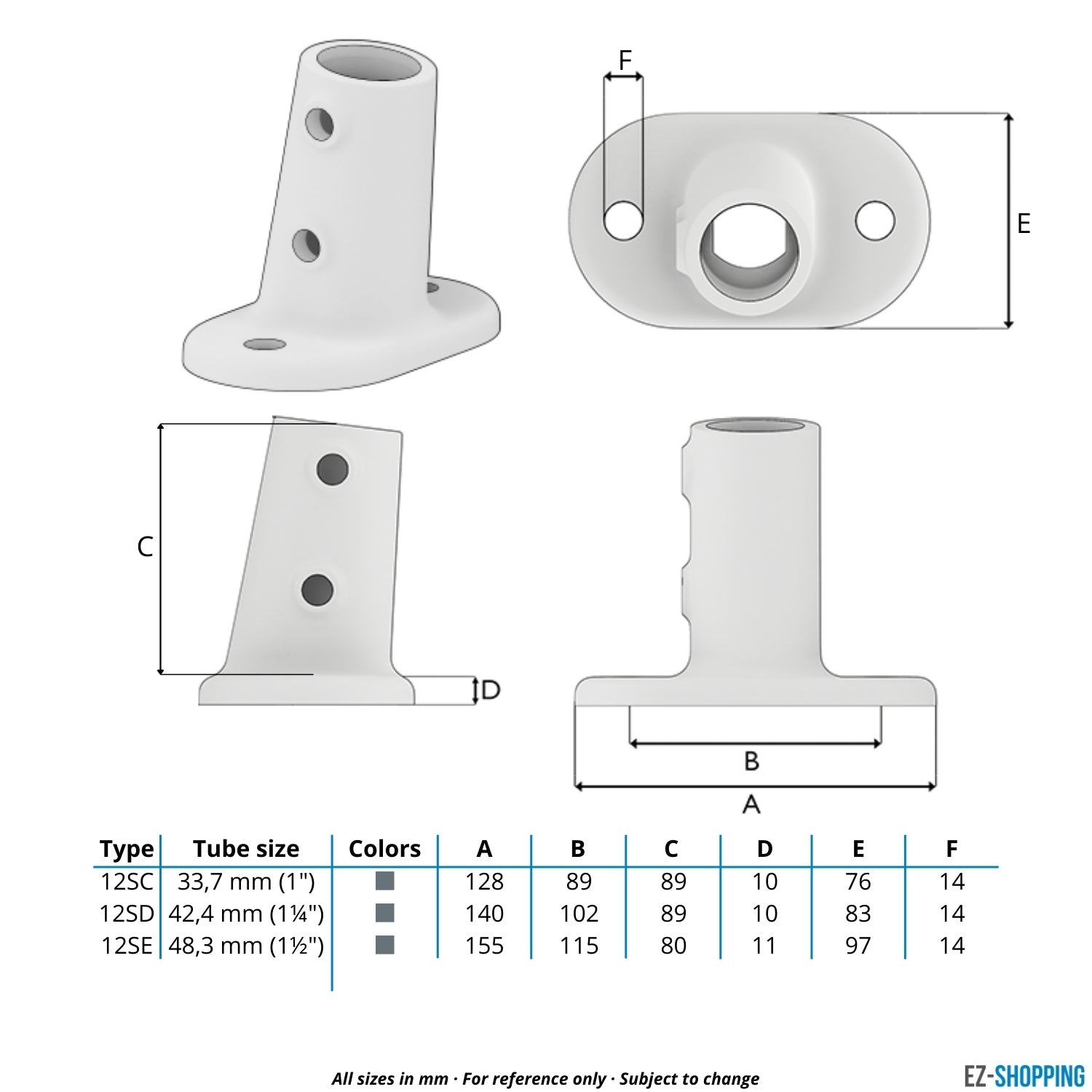 Fußplatte oval ±11° 33,7 mm