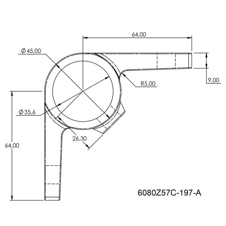 Ösenteil mit Doppellasche 90º schwarz 33,7 mm