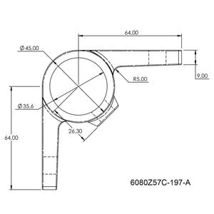 Ösenteil mit Doppellasche 90º schwarz 33,7 mm