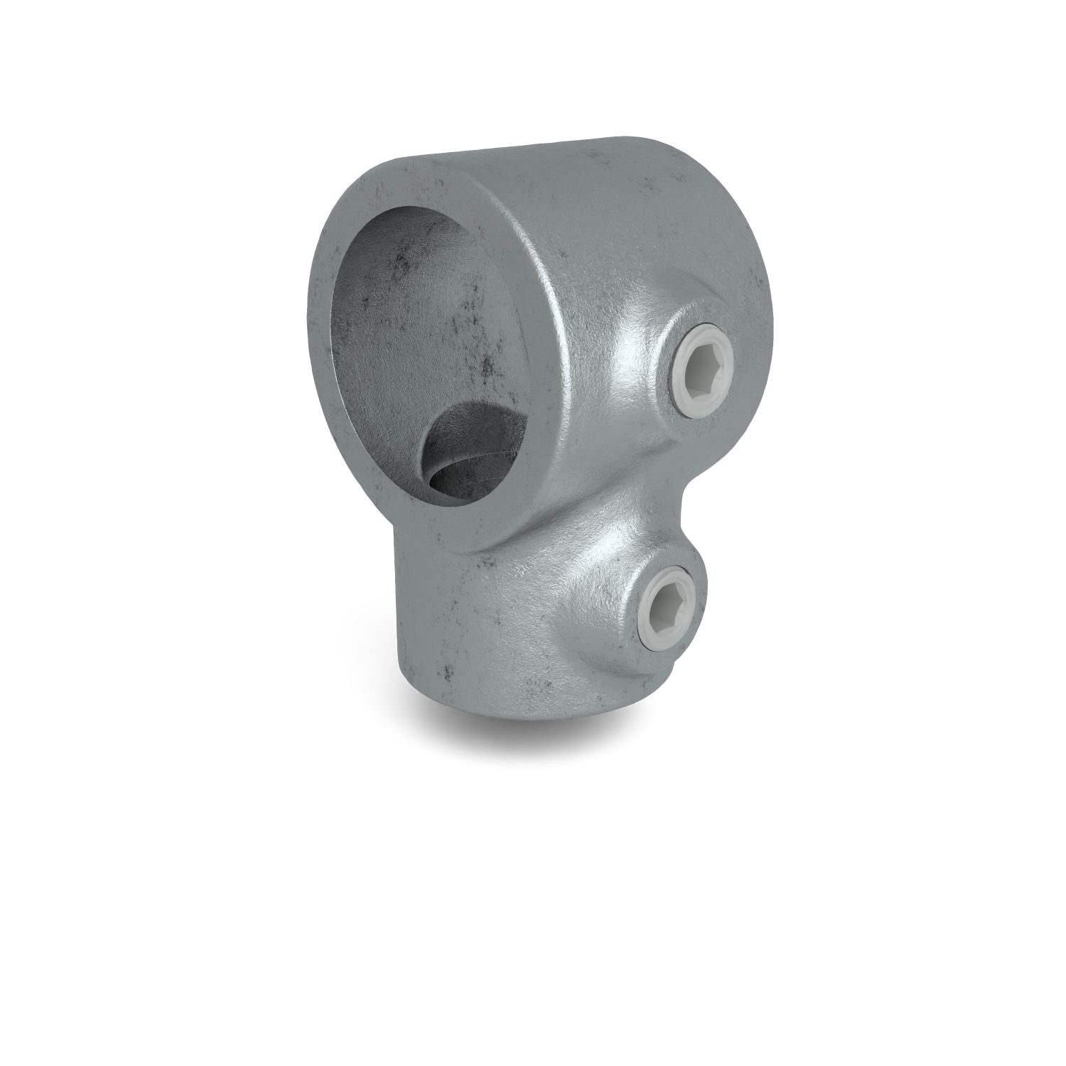 Rohrverbinder T-Stück kurz Kombinationsmaß 42,4 mm - 48,3 mm - Schrägansicht Rohrverbinder (Rohr-verbinder.de)