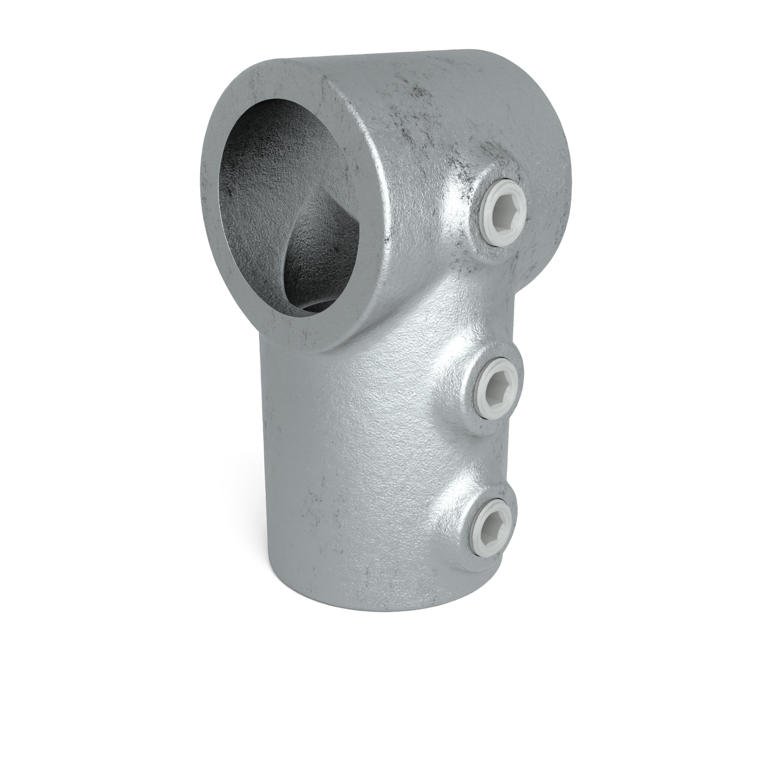 Rohrverbinder T-Stück kurz - lang 42,4 mm - Schrägansicht Rohrverbinder (Rohr-verbinder.de)