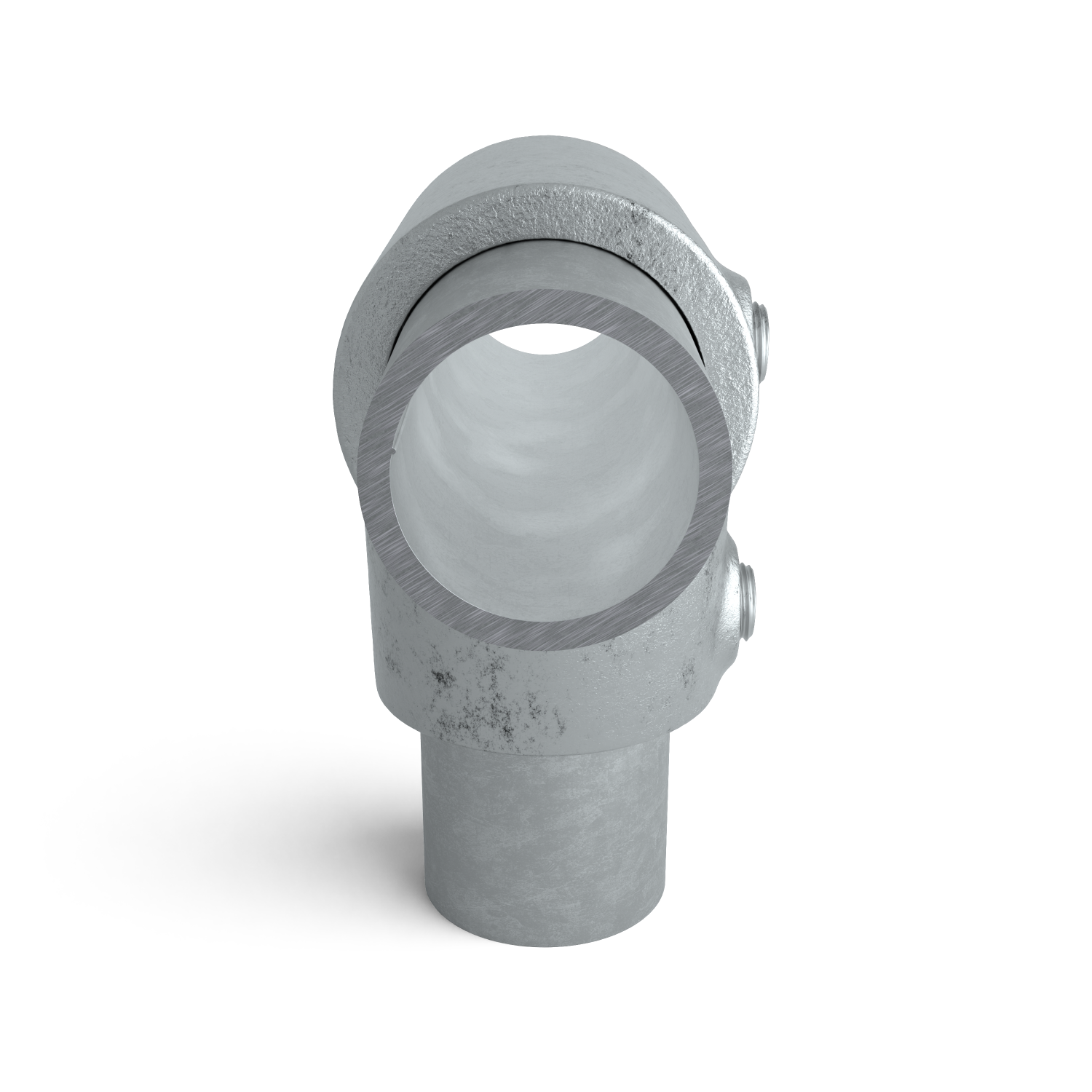 Rohrverbinder T-Stück kurz ±11º 42,4 mm - Seitenansicht mit Rohren (Rohr-verbinder.de)