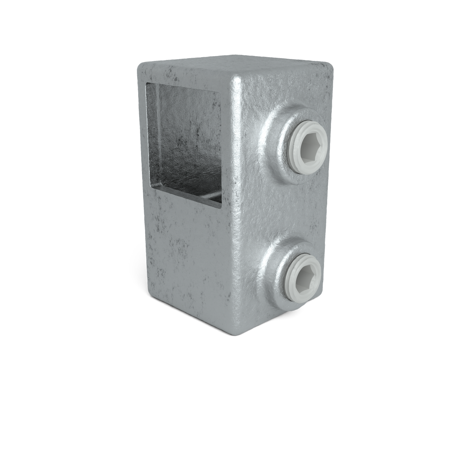 Rohrverbinder T-Stück kurz 25 mm quadratisch - Schrägansicht Rohrverbinder (Rohr-verbinder.de)