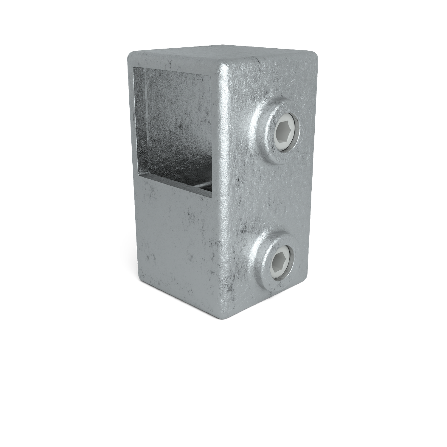 Rohrverbinder T-Stück kurz 40 mm quadratisch - Schrägansicht Rohrverbinder (Rohr-verbinder.de)