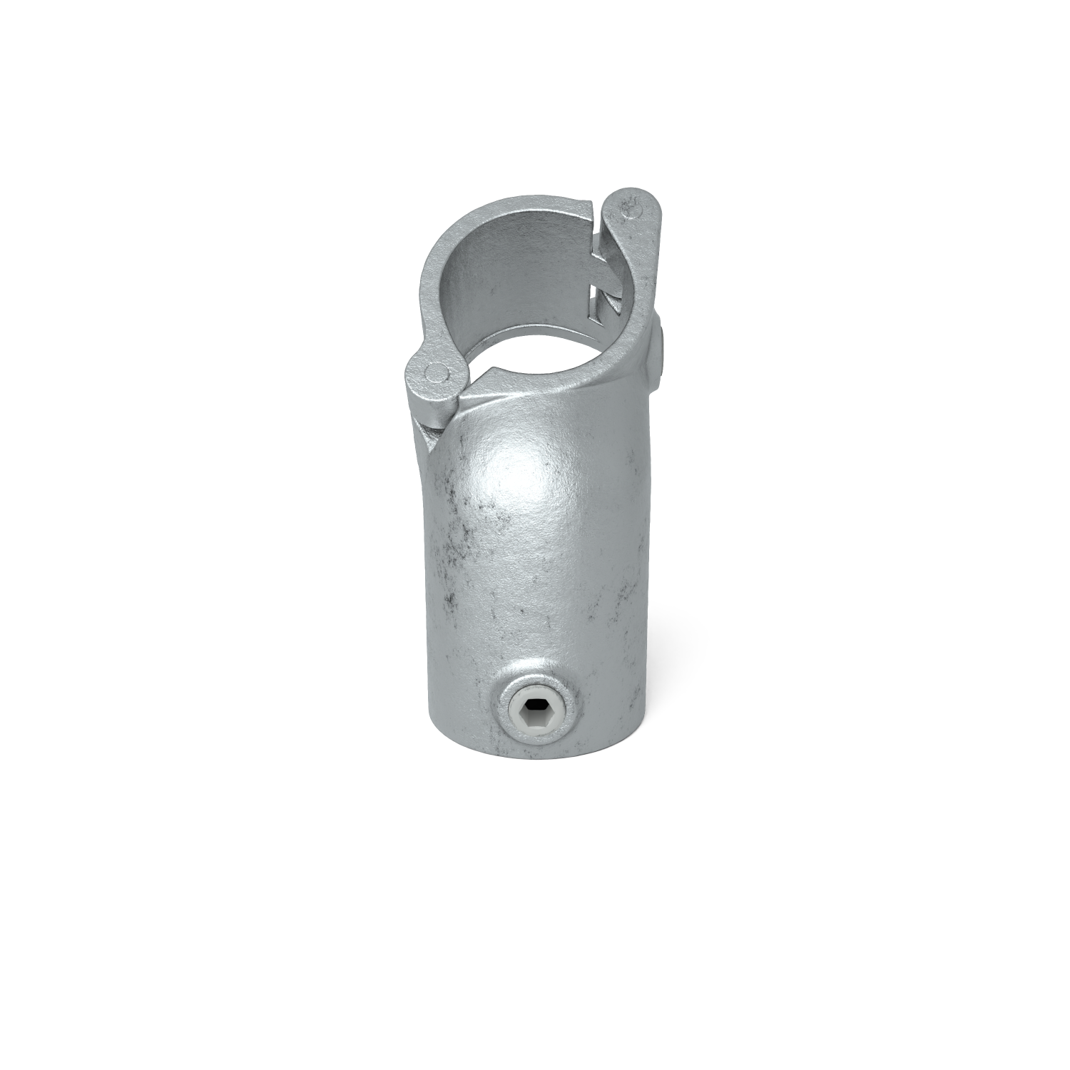 Rohrverbinder T-Stück kurz 45° offen klappbar 48,3 mm - Seitenansicht Rohrverbinder (Rohr-verbinder.de)