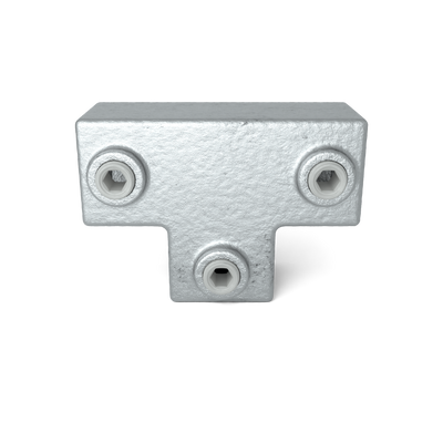 Rohrverbinder T-Stück lang 25 mm quadratisch - Vorderansicht Rohrverbinder (Rohr-verbinder.de)