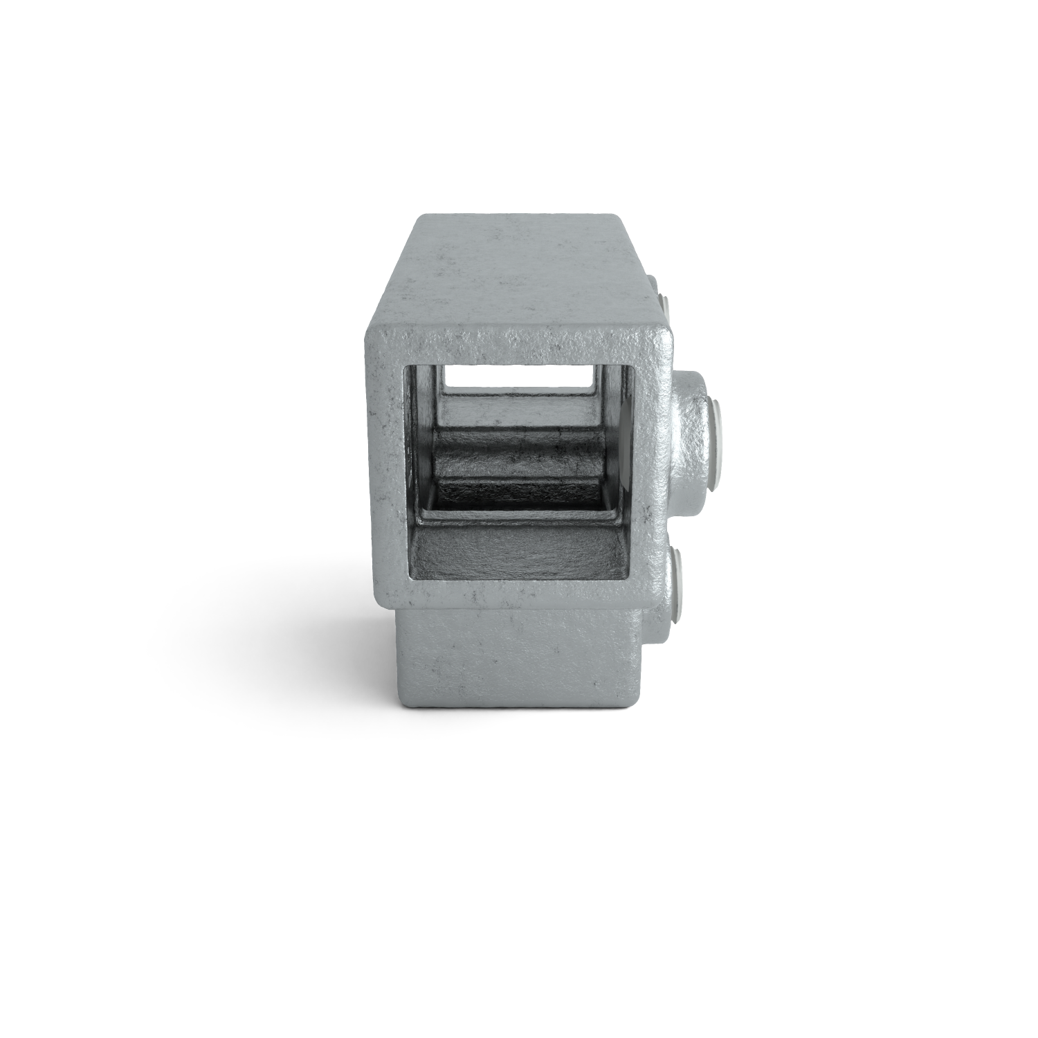 Rohrverbinder T-Stück lang 25 mm quadratisch - Seitenansicht Rohrverbinder (Rohr-verbinder.de)
