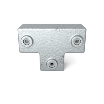 Rohrverbinder T-Stück lang 40 mm quadratisch - Vorderansicht Rohrverbinder (Rohr-verbinder.de)