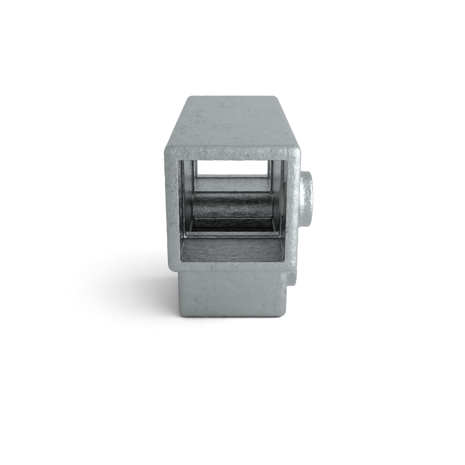 Rohrverbinder T-Stück lang 40 mm quadratisch - Seitenansicht Rohrverbinder (Rohr-verbinder.de)