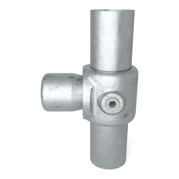 Rohrverbinder T-Stück innenseitig drehbar 48,3 mm - Vorderansicht mit Rohren (Rohr-verbinder.de)