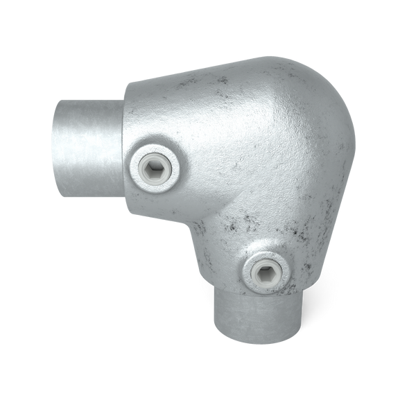 Rohrverbinder Bogen 90º ±11º 48,3 mm - Vorderansicht mit Rohren (Rohr-verbinder.de)