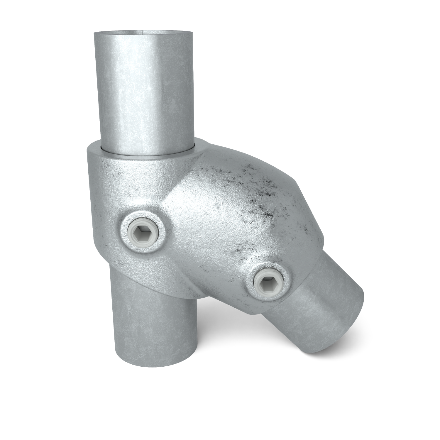 Rohrverbinder T-Stück kurz verstellbar 26,9 mm - Vorderansicht mit Rohren (Rohr-verbinder.de)