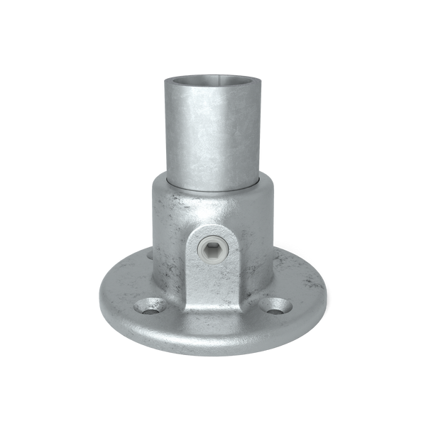 Rohrverbinder Fußplatte rund 33,7 mm - Vorderansicht mit Rohren (Rohr-verbinder.de)