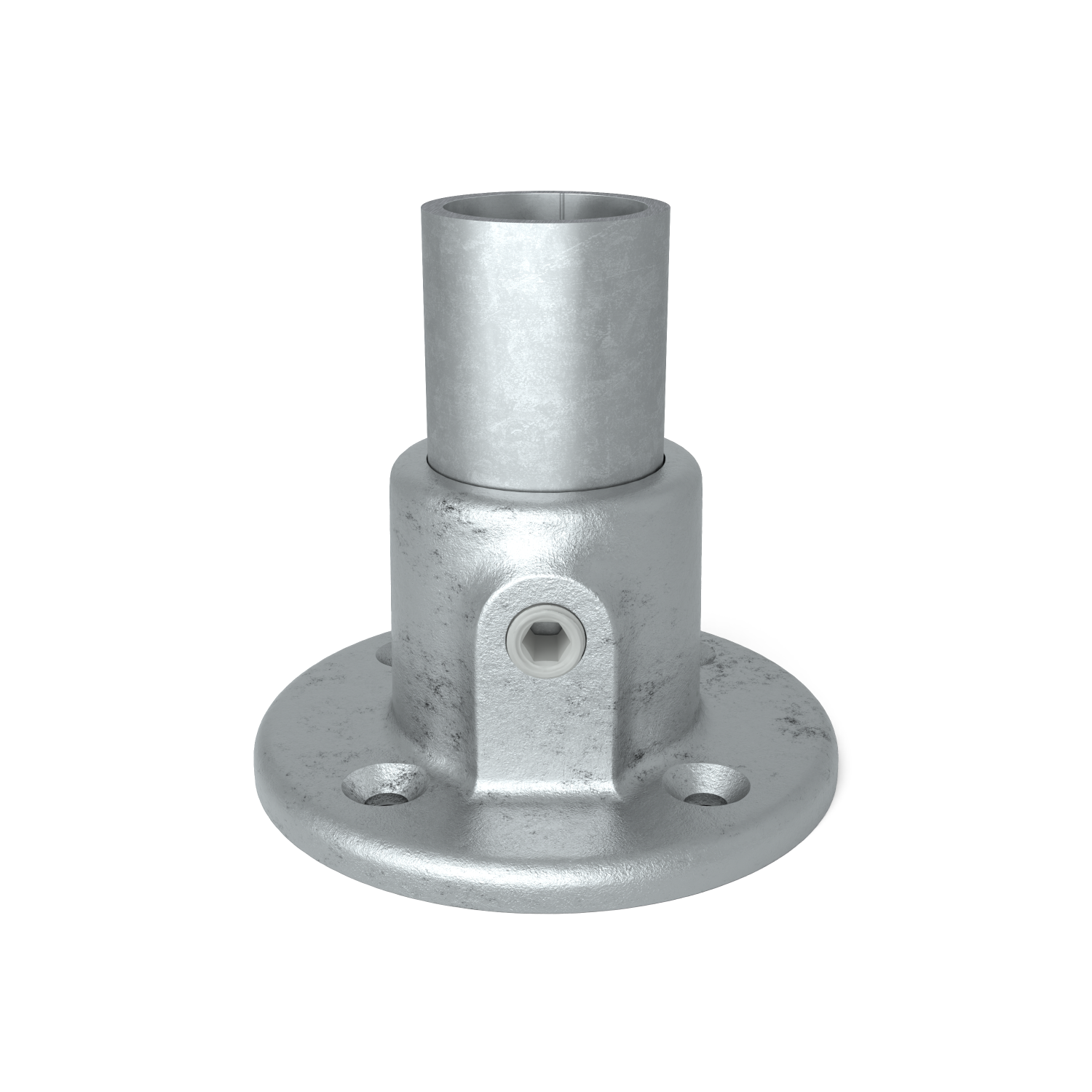 Rohrverbinder Fußplatte rund 42,4 mm - Vorderansicht mit Rohren (Rohr-verbinder.de)