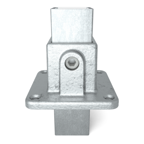 Rohrverbinder Fußplatte 40 mm quadratisch - Vorderansicht mit Rohren (Rohr-verbinder.de)