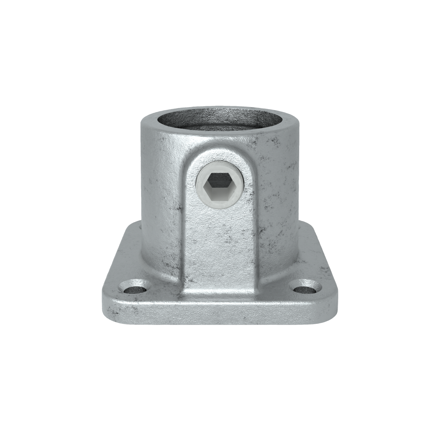 Rohrverbinder Fußplatte quadratisch 60,3 mm - Vorderansicht Rohrverbinder (Rohr-verbinder.de)