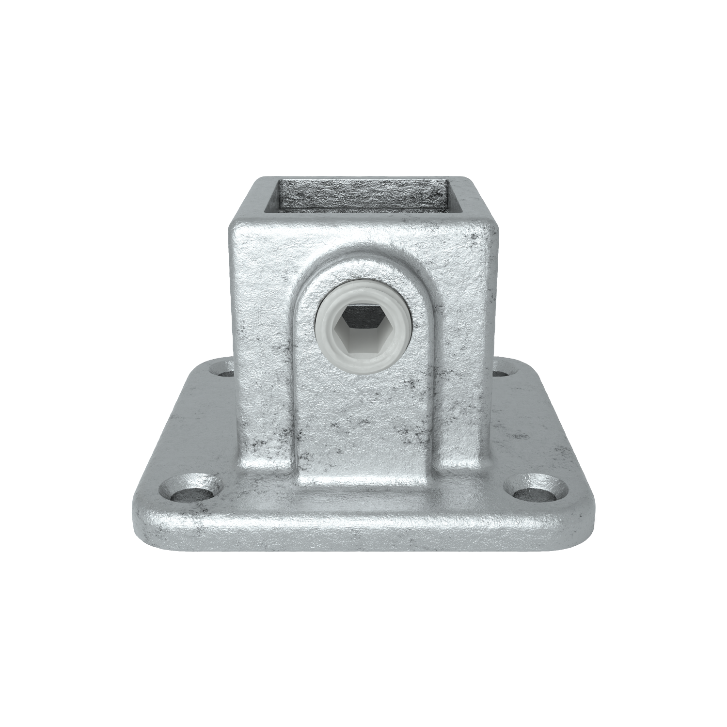Rohrverbinder Fußplatte quadratisch 25 mm quadratisch - Vorderansicht Rohrverbinder (Rohr-verbinder.de)