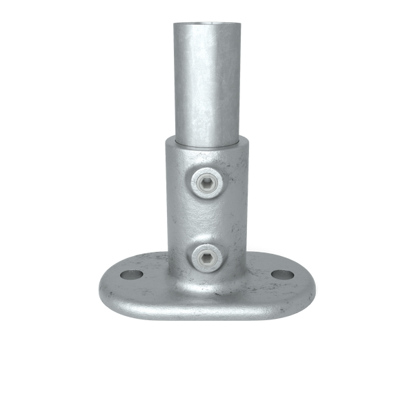 Rohrverbinder Fußplatte oval 42,4 mm - Vorderansicht mit Rohren (Rohr-verbinder.de)