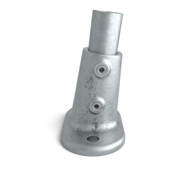 Rohrverbinder Fußplatte oval ±11º 33,7 mm - Vorderansicht mit Rohren (Rohr-verbinder.de)