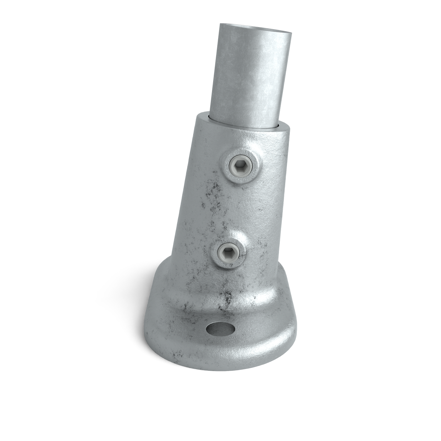Rohrverbinder Fußplatte oval ±11º 48,3 mm - Vorderansicht mit Rohren (Rohr-verbinder.de)
