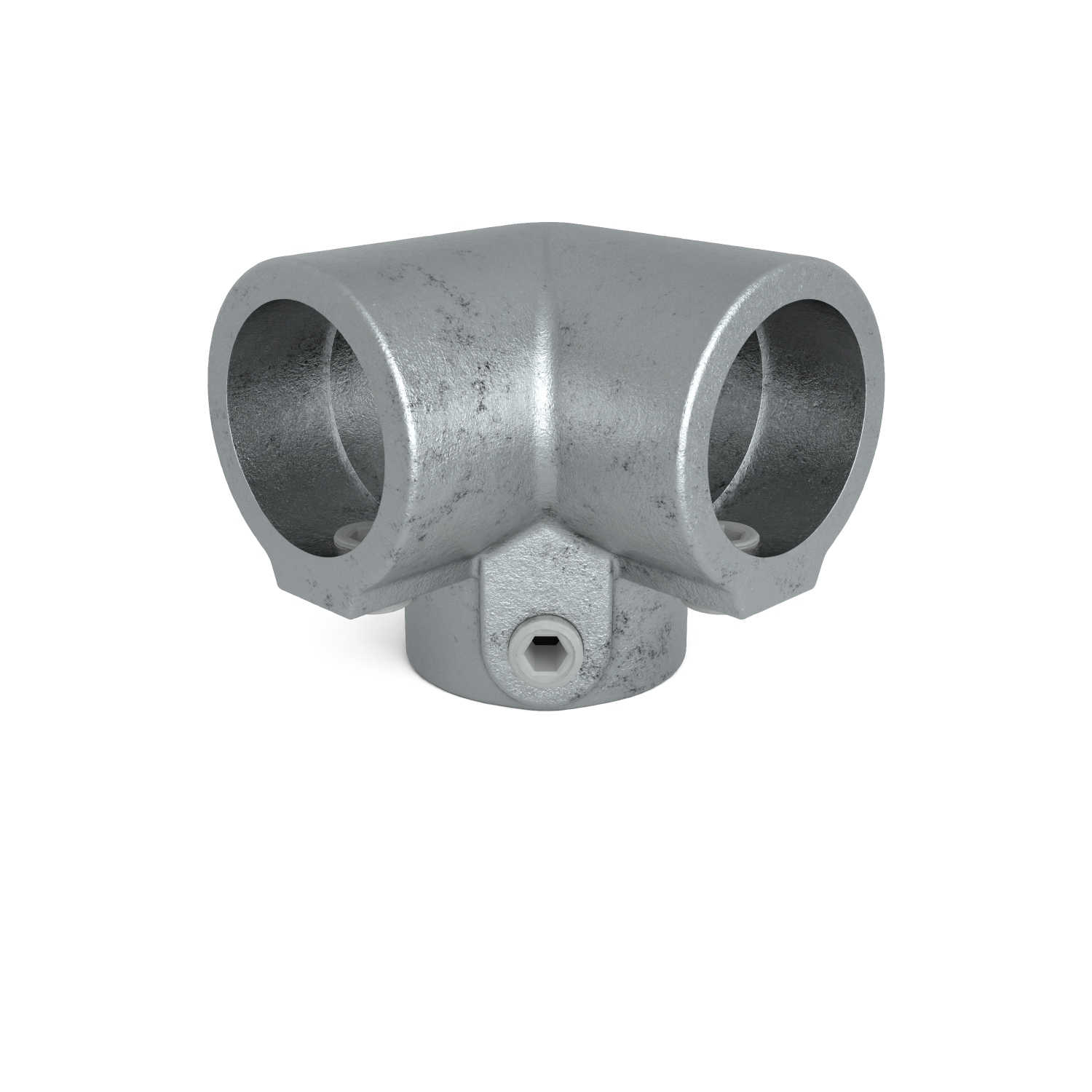 Rohrverbinder Dreiweg-Eckstück 90º 42,4 mm - Vorderansicht Rohrverbinder (Rohr-verbinder.de)