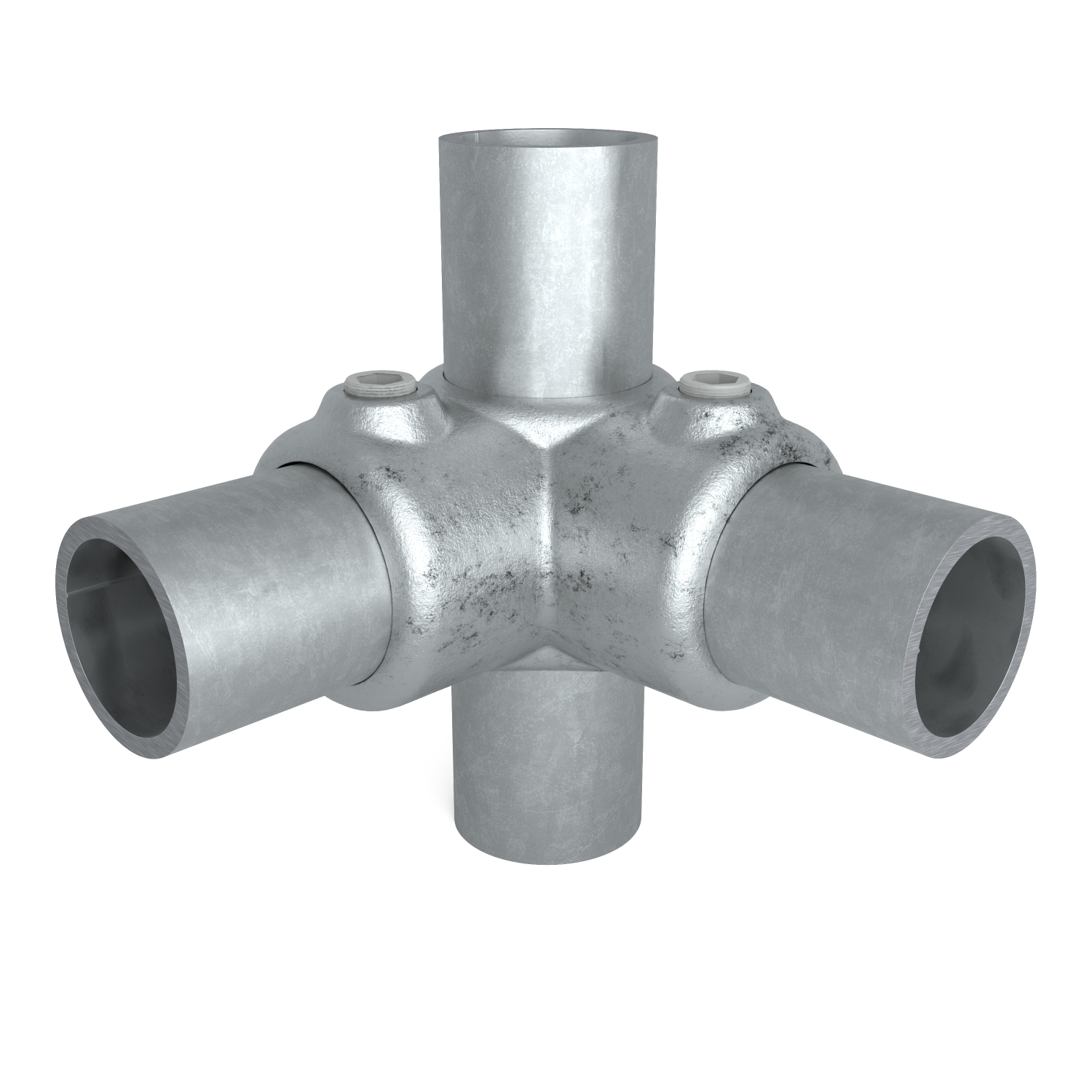 Rohrverbinder Eckstück 90º 21,3 mm - Vorderansicht mit Rohren (Rohr-verbinder.de)