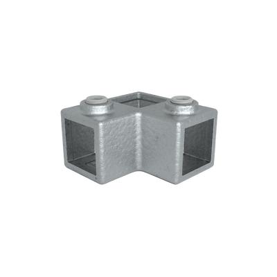 Rohrverbinder Eckstück 90º 25 mm quadratisch - Vorderansicht Rohrverbinder (Rohr-verbinder.de)