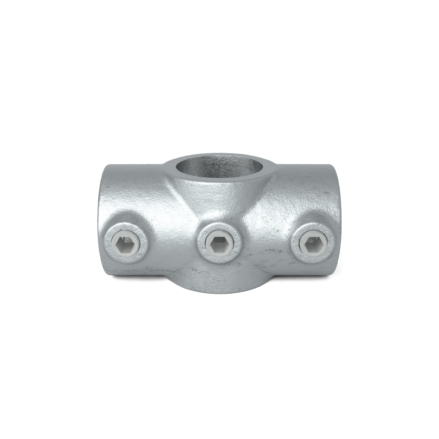 Rohrverbinder Kreuzstück in 1 Ebene 42,4 mm - Vorderansicht Rohrverbinder (Rohr-verbinder.de)