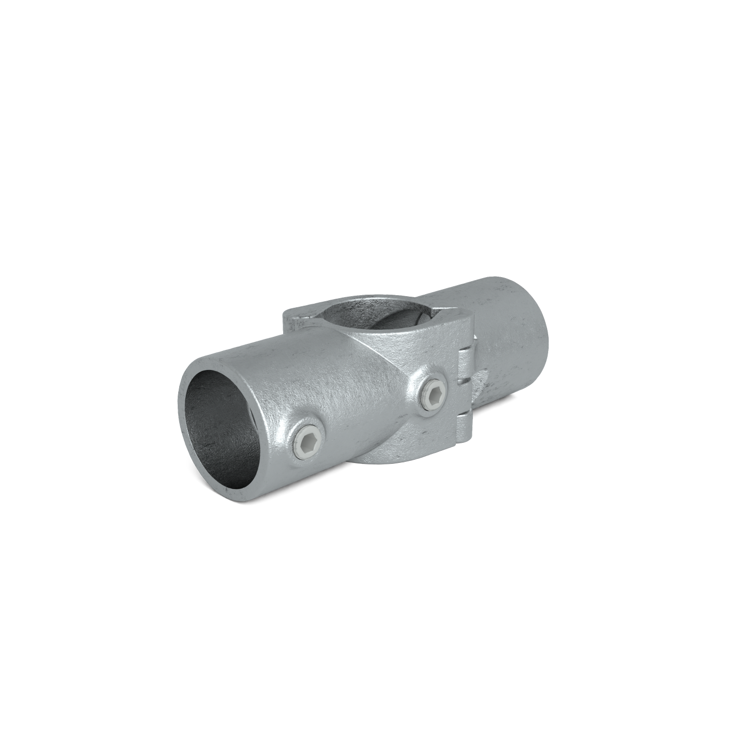 Rohrverbinder Kreuzstück in 1 Ebene offen klappbar 48,3 mm - Schrägansicht Rohrverbinder (Rohr-verbinder.de)