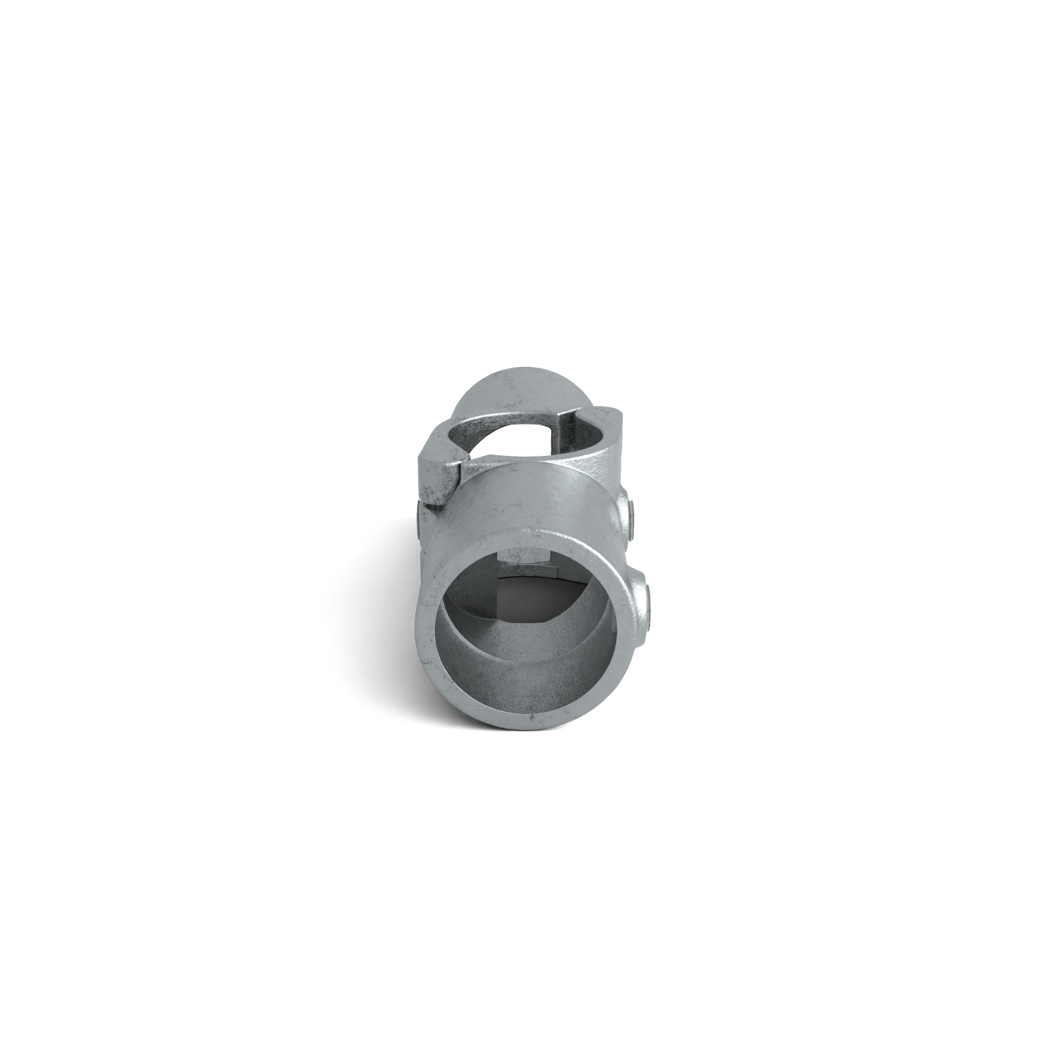 Rohrverbinder Kreuzstück in 1 Ebene offen klappbar 48,3 mm - Seitenansicht Rohrverbinder (Rohr-verbinder.de)