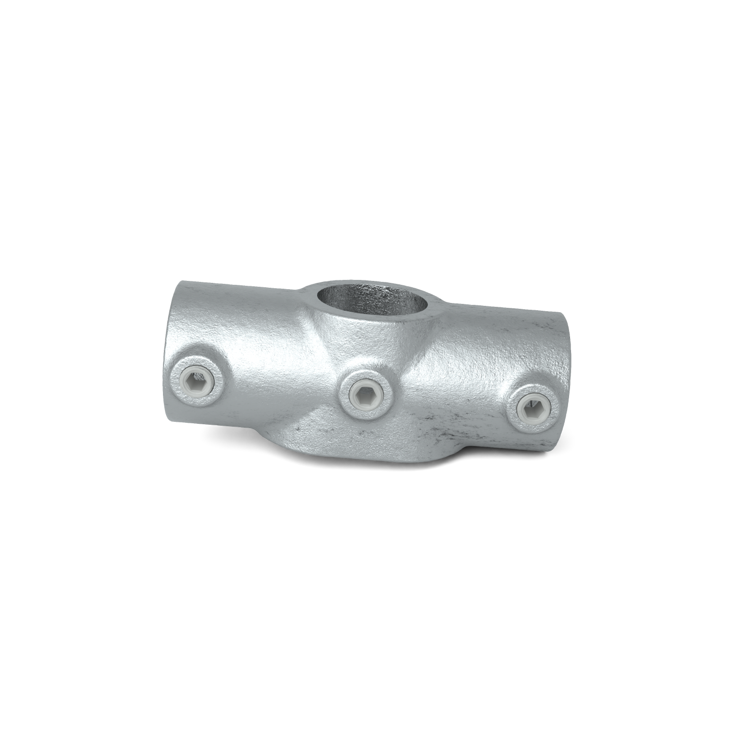 Rohrverbinder Kreuzstück in 1 Ebene 0 – 11º 33,7 mm - Vorderansicht Rohrverbinder (Rohr-verbinder.de)