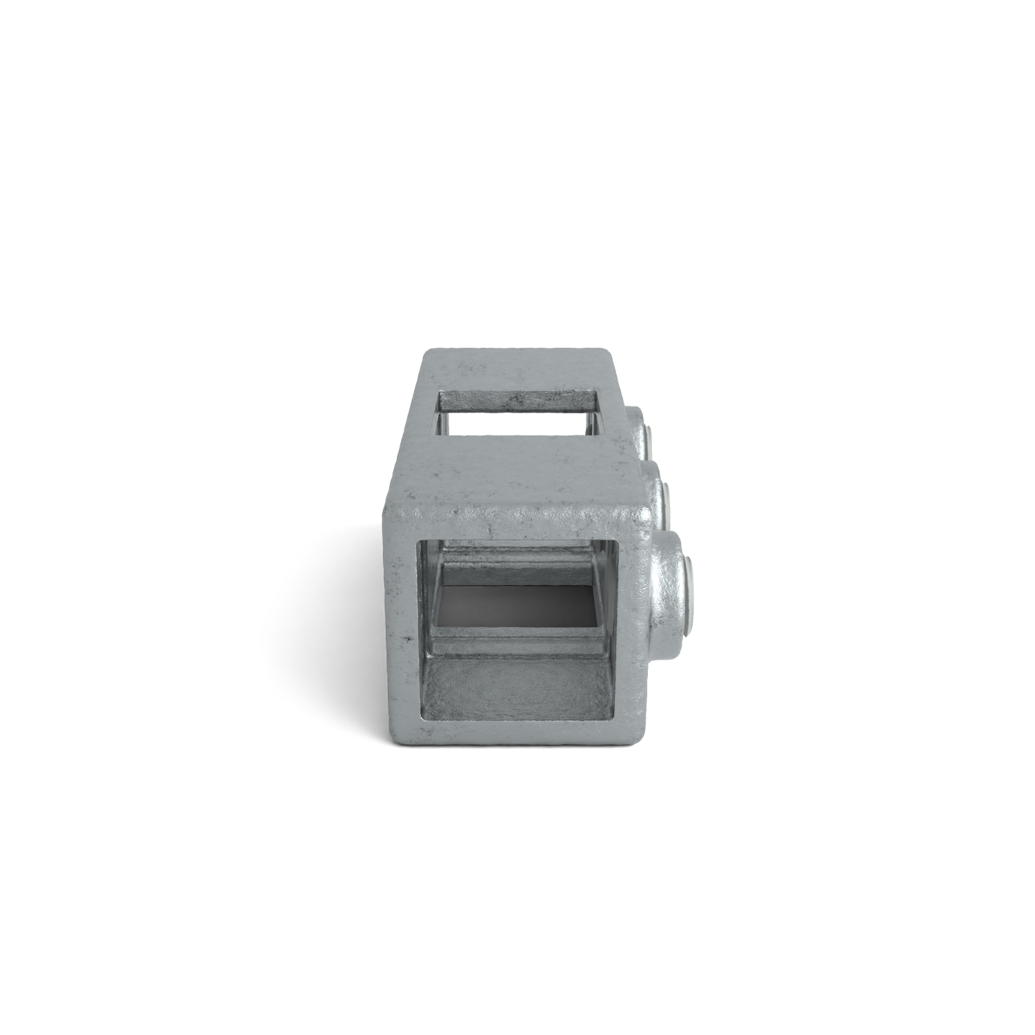 Rohrverbinder Kreuzstück in 1 Ebene 25 mm quadratisch - Seitenansicht Rohrverbinder (Rohr-verbinder.de)