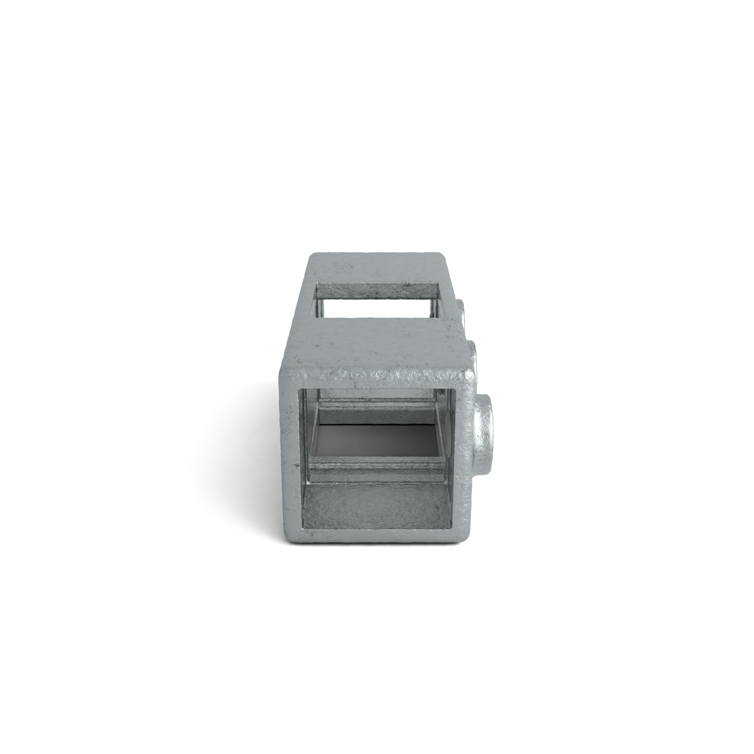 Rohrverbinder Kreuzstück in 1 Ebene 40 mm quadratisch - Seitenansicht Rohrverbinder (Rohr-verbinder.de)