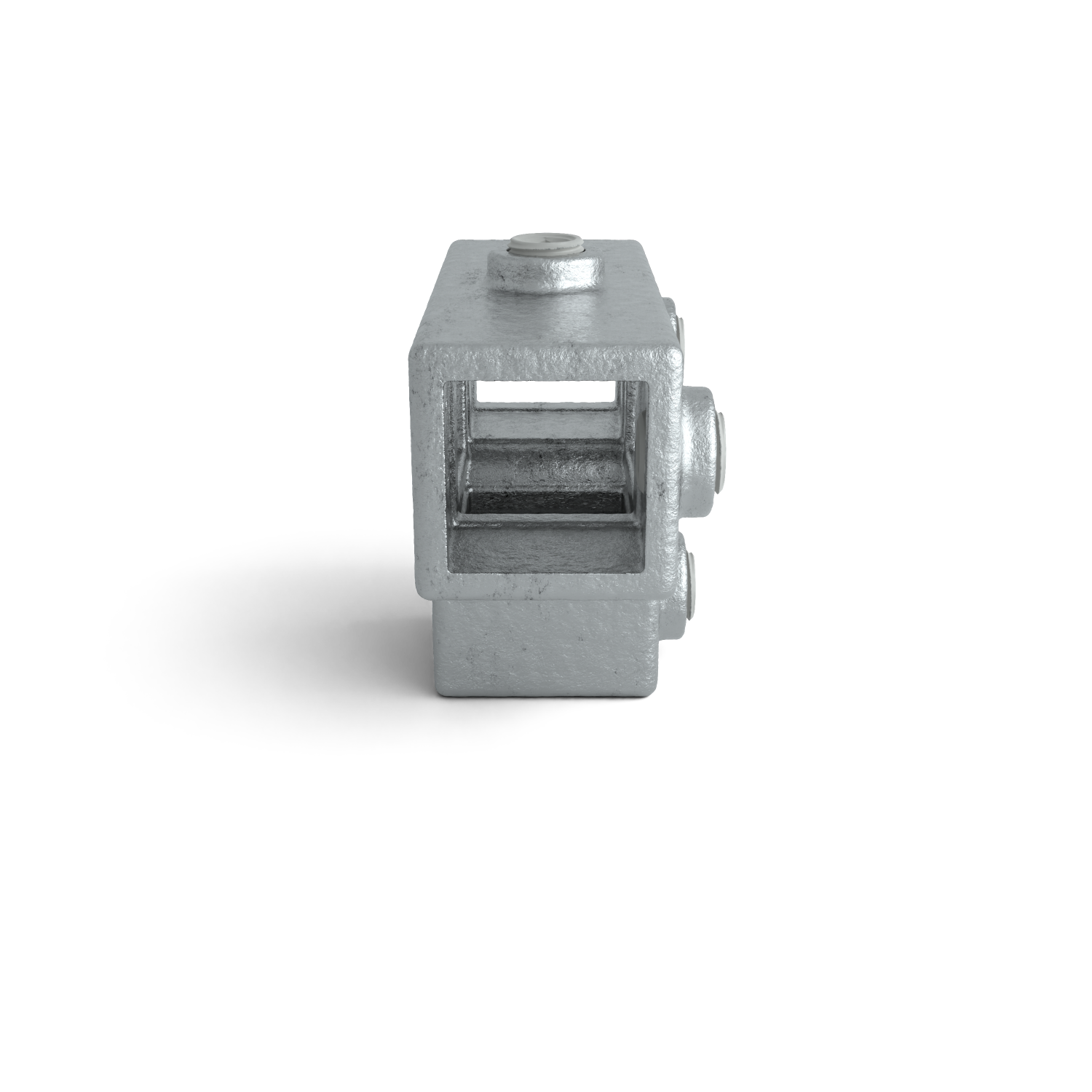 Rohrverbinder T-Stück für Stützrohr 25 mm quadratisch - Seitenansicht Rohrverbinder (Rohr-verbinder.de)
