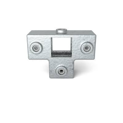 Rohrverbinder T-Stück für Stützrohr 40 mm quadratisch - Vorderansicht Rohrverbinder (Rohr-verbinder.de)