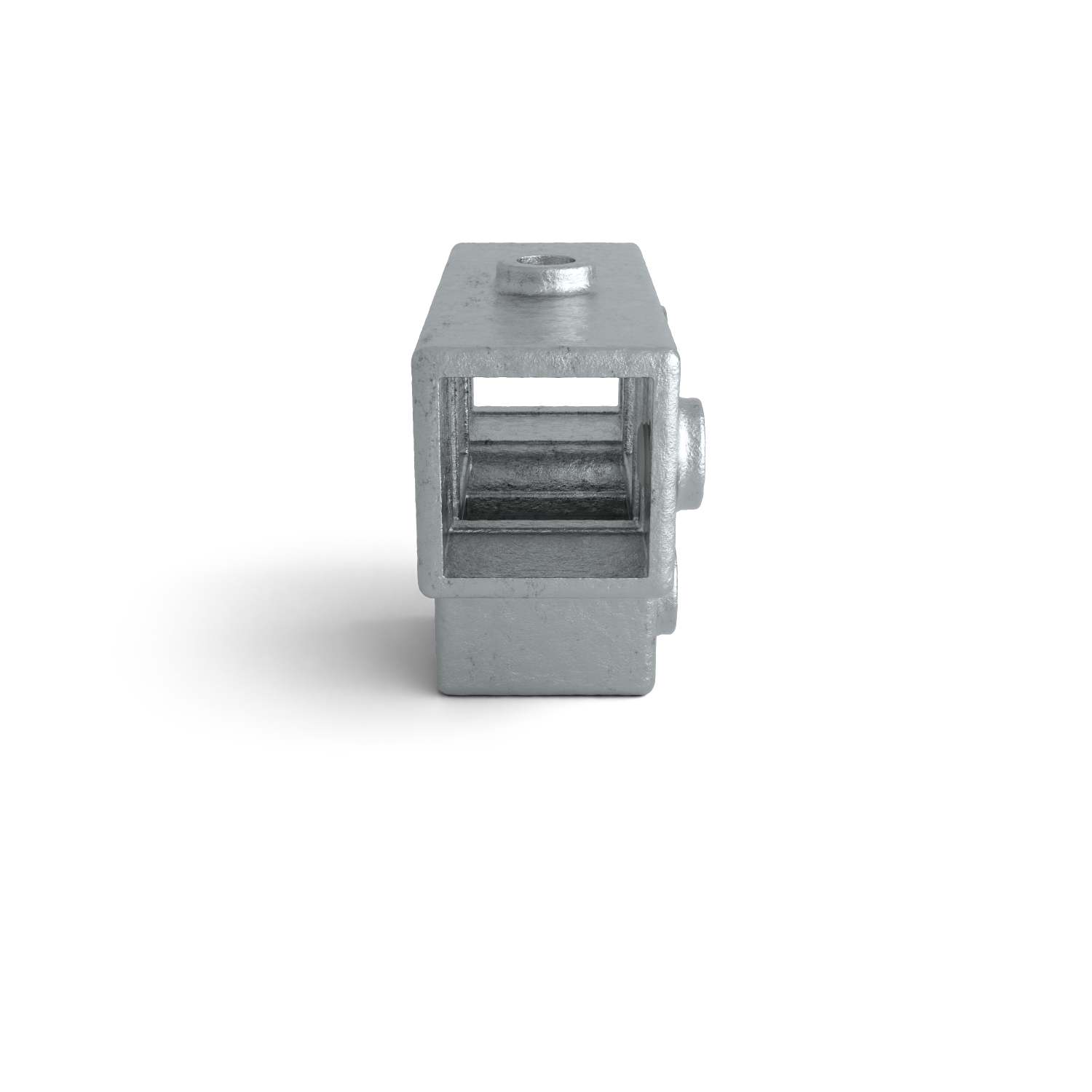 Rohrverbinder T-Stück für Stützrohr 40 mm quadratisch - Seitenansicht Rohrverbinder (Rohr-verbinder.de)