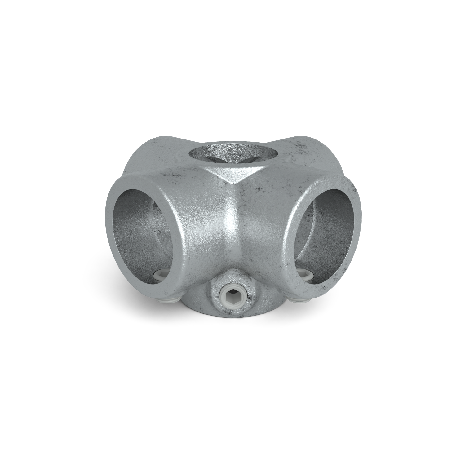 Rohrverbinder Kreuzstück für Stützrohr 60,3 mm - Schrägansicht Rohrverbinder (Rohr-verbinder.de)