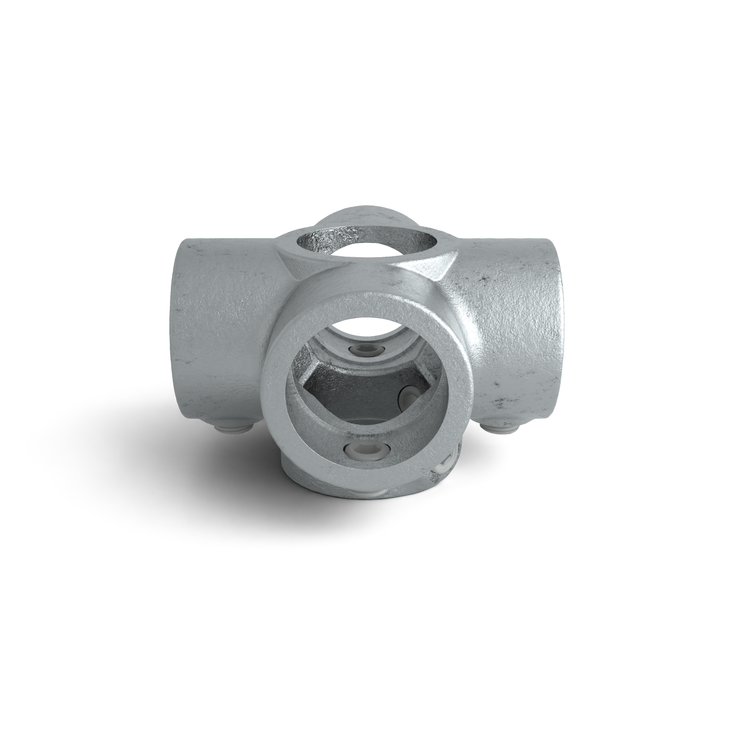 Rohrverbinder Kreuzstück für Stützrohr 60,3 mm - Seitenansicht Rohrverbinder (Rohr-verbinder.de)