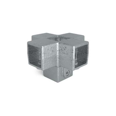 Rohrverbinder Kreuzstück für Stützrohr 40 mm quadratisch - Vorderansicht Rohrverbinder (Rohr-verbinder.de)