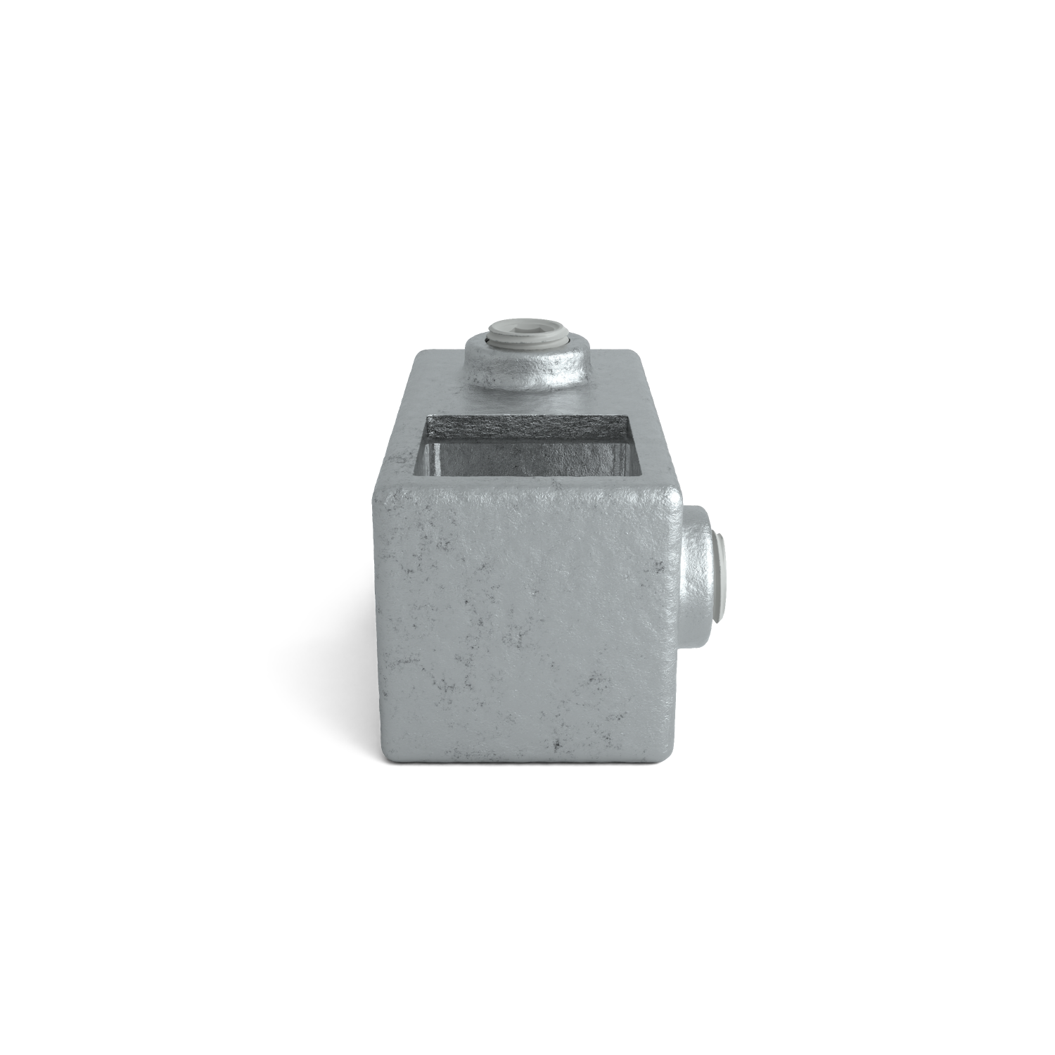 Rohrverbinder Kreuzstück 90º 25 mm quadratisch - Seitenansicht Rohrverbinder (Rohr-verbinder.de)